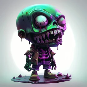 3D Cartoon Zombie in Casual Outfit