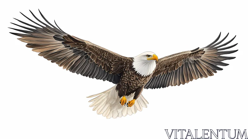 Soaring Eagle in Detailed Illustration AI Image