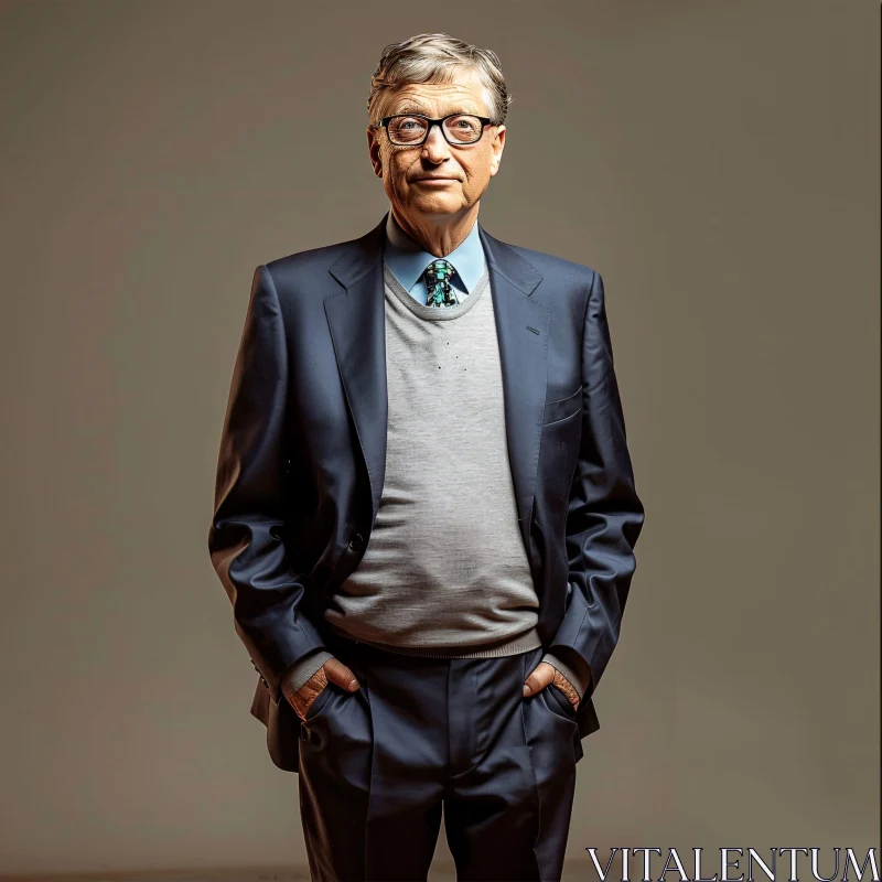 Bill Gates Professional Portrait AI Image