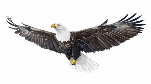 Soaring Bald Eagle Illustration