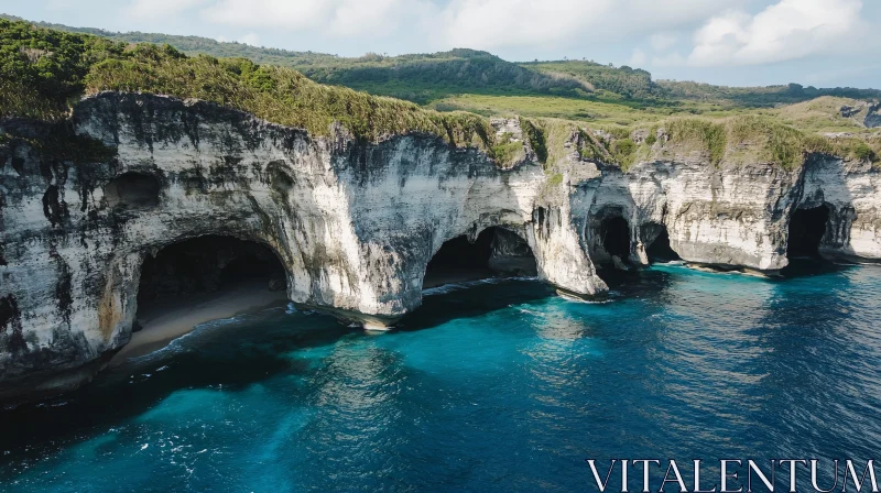 Natural Wonder of Sea Cliff Caves AI Image