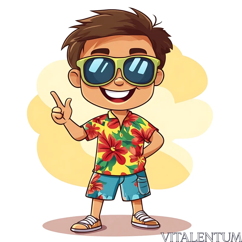 AI ART Summer Cartoon Character with Sunglasses