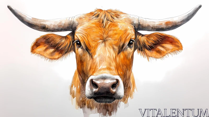 Artistic Cow Face Illustration AI Image