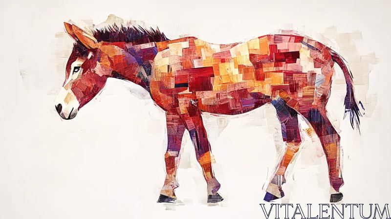 Colorful Mosaic Donkey Art AI Image