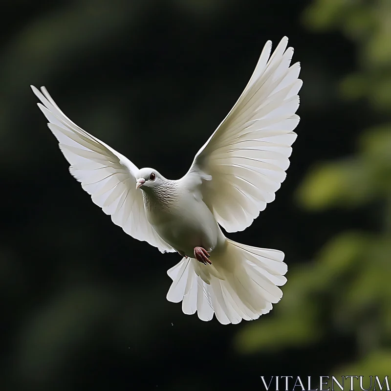 Dove flying with spread wings AI Image