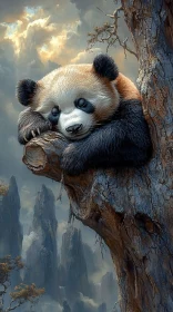 Serene Panda in Dreamlike Nature Setting