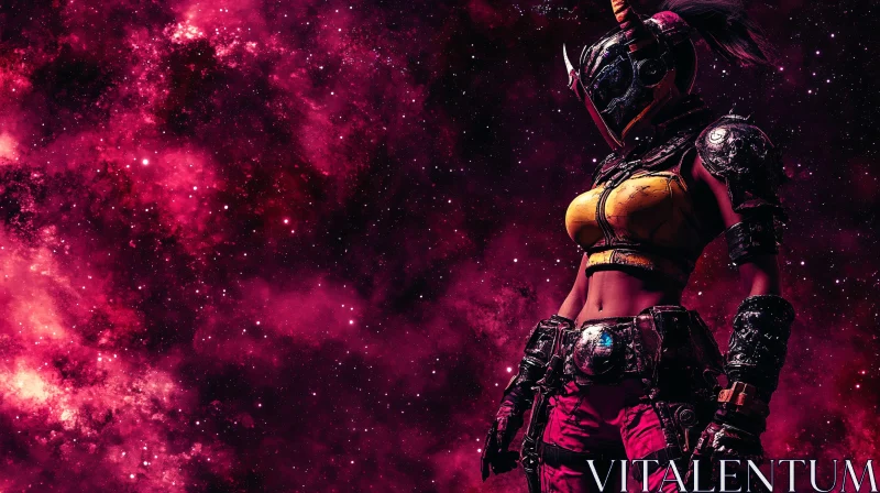 AI ART Female Warrior in Space Art