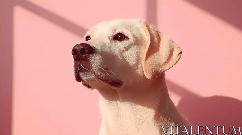 Serene Canine Portrait in Pink Hue AI Image