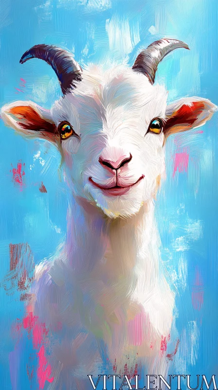 Playful Goat Painting AI Image