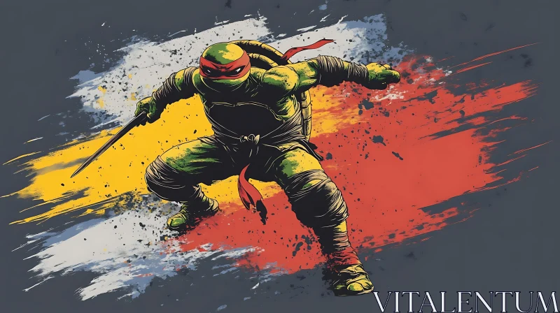 AI ART Heroic Turtle in Battle Stance