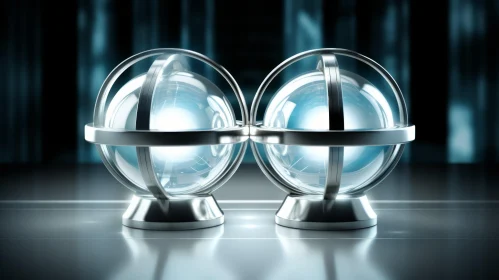 Abstract Metal Spheres with Blue Lighting | Clear Edge Definition