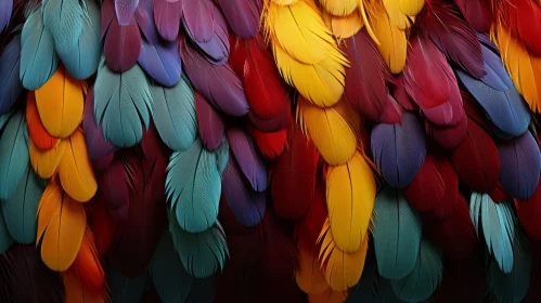 Abstract Surrealistic Colored Feathers Installation