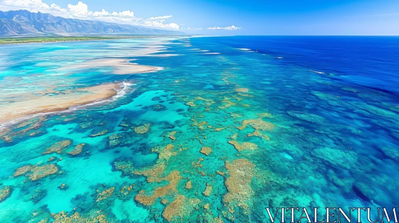 Aerial View of Ocean with Coral Reefs: Vibrant Australian Landscape AI Image