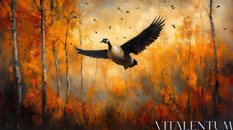 Majestic Goose in Fall AI Image