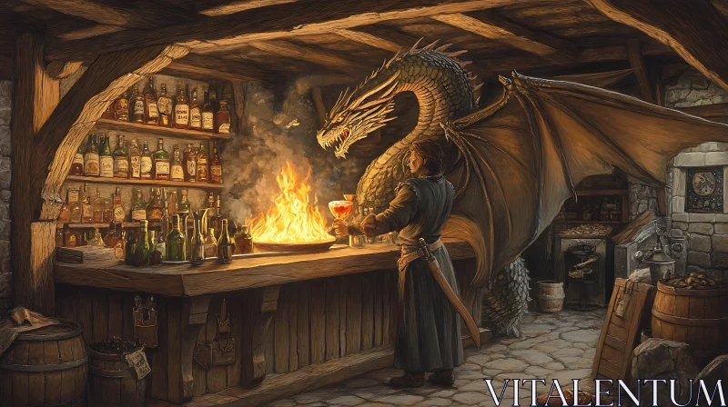 AI ART A Dragon's Drink in a Cozy Tavern