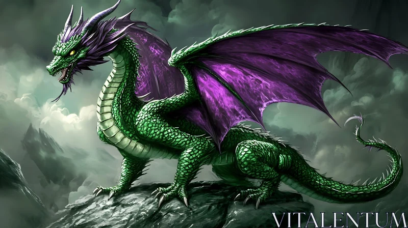 Fantasy Dragon on Rocky Peak AI Image