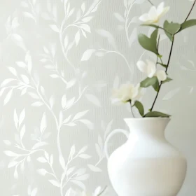 Elegant White Flower Vase with Leafy Background