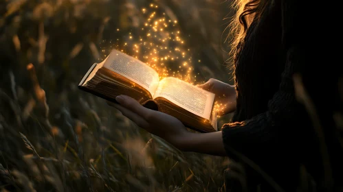 Glowing Book in the Field