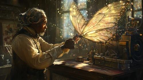Man and Butterfly Steampunk Art