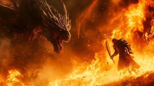 Fiery Battle: Dragon vs Warrior