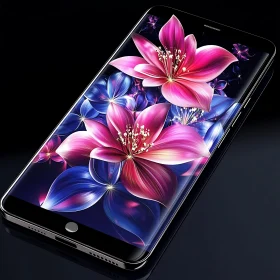 Colorful Flowers on Phone Display