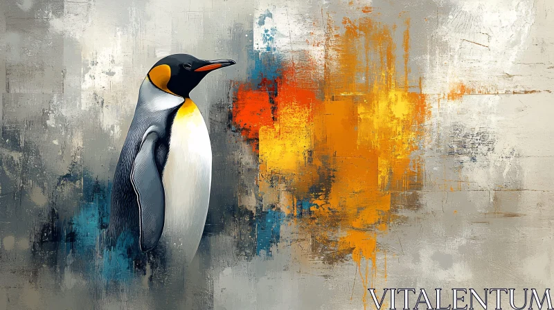 AI ART Penguin and Abstract Vivid Colors