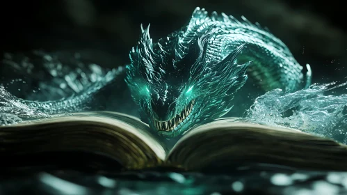 Mystical Dragon Reading a Book