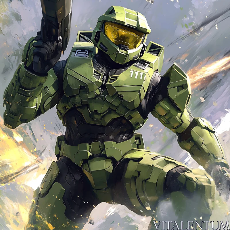 Green Armored Soldier AI Image