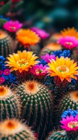 Vivid Cacti in Full Bloom