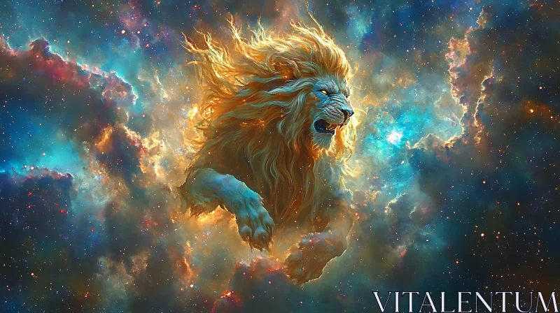 Cosmic Lion Artwork AI Image