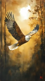 Eagle Soaring in Autumn Glow
