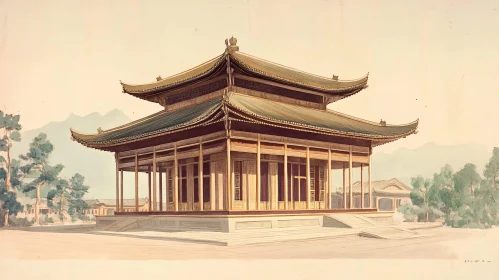 Traditional Asian Architecture Painting