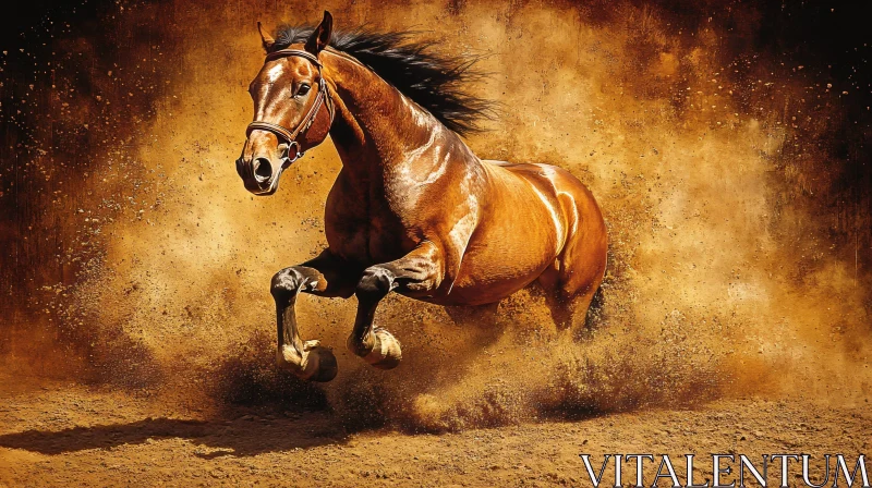 Energetic Horse in Motion AI Image