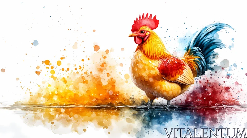 Colorful Rooster Painting AI Image