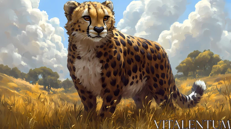 Wildlife Art: Cheetah in a Landscape AI Image