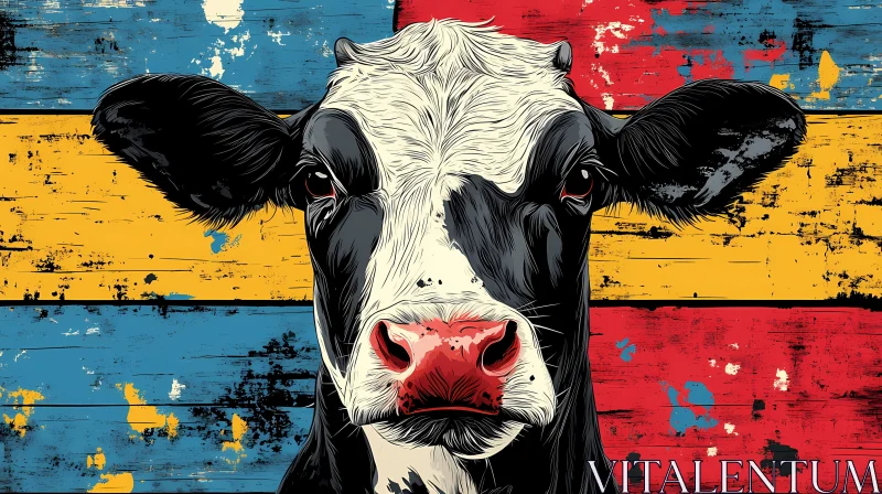 Vibrant Cow Portraiture AI Image