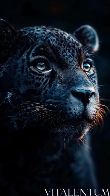 Regal Black Panther Close-Up AI Image