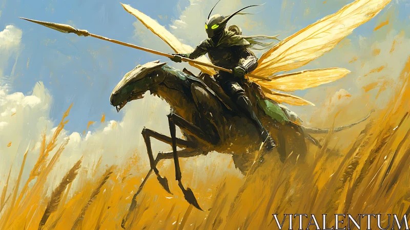 AI ART Fantasy Warrior Riding Creature Art