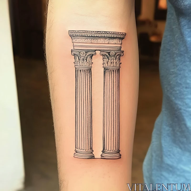 Classic Column Tattoo Design on Arm AI Image