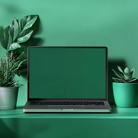 Modern Workspace with Green Aesthetic
