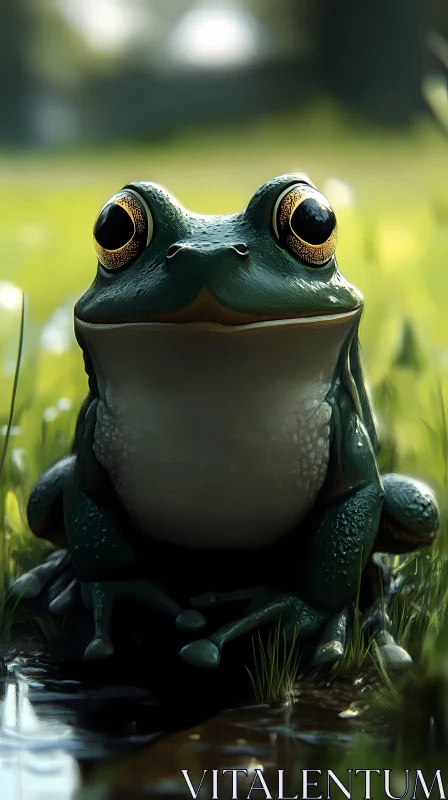 Frog in Grass AI Image