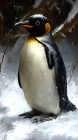 Emperor Penguin Amidst Snowfall