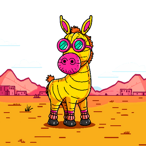 Cartoon Zebra in Sunglasses and Pink Socks in the Desert POD Design