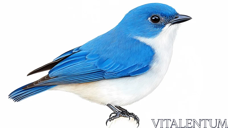 Blue and White Bird Illustration AI Image