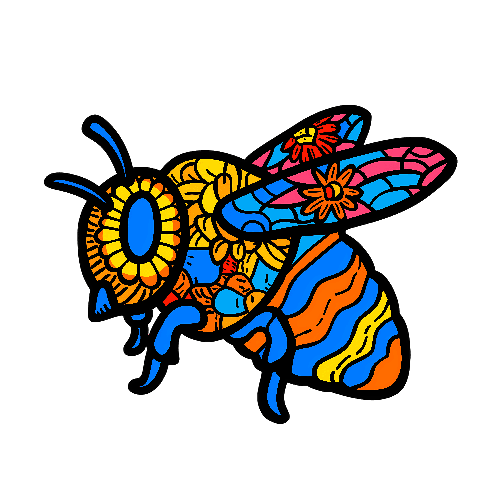 Colorful Bee Illustration with Stripes and Spots