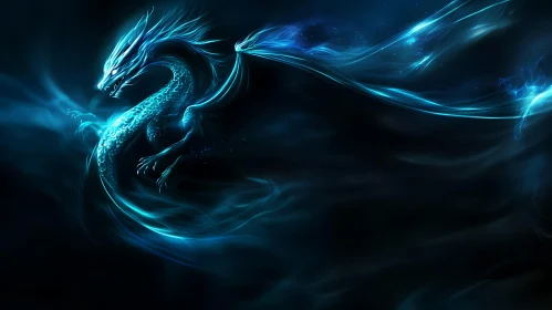 Fantasy Dragon in Blue Light