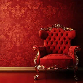 Opulent Red and Gold Classic Armchair