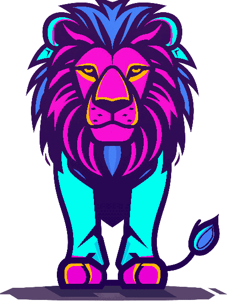 POD Design Neon Geometric Lion T-Shirt Design