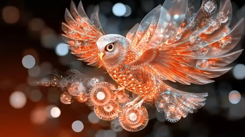 Steampunk Owl Soaring Above