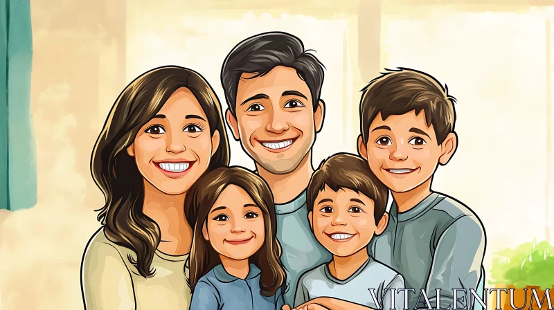 AI ART Joyful Family Cartoon Art